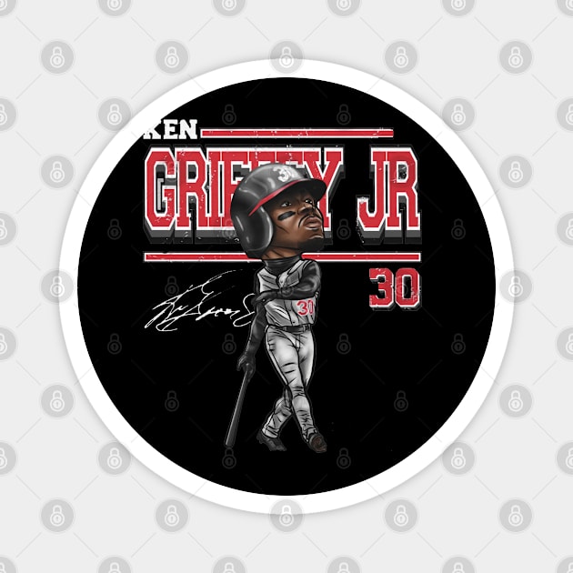 Ken Griffey Jr. Cincinnati Cartoon Magnet by danlintonpro